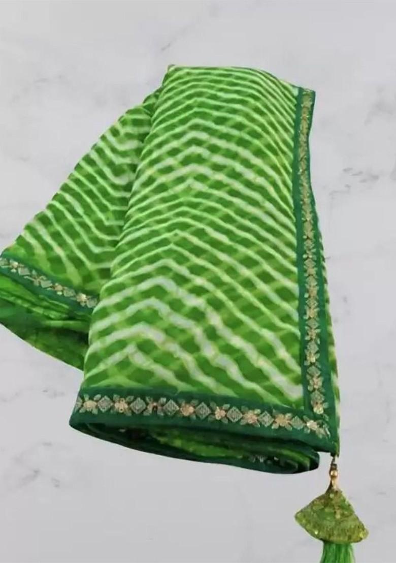 Green Embroidered Georgette Saree Set