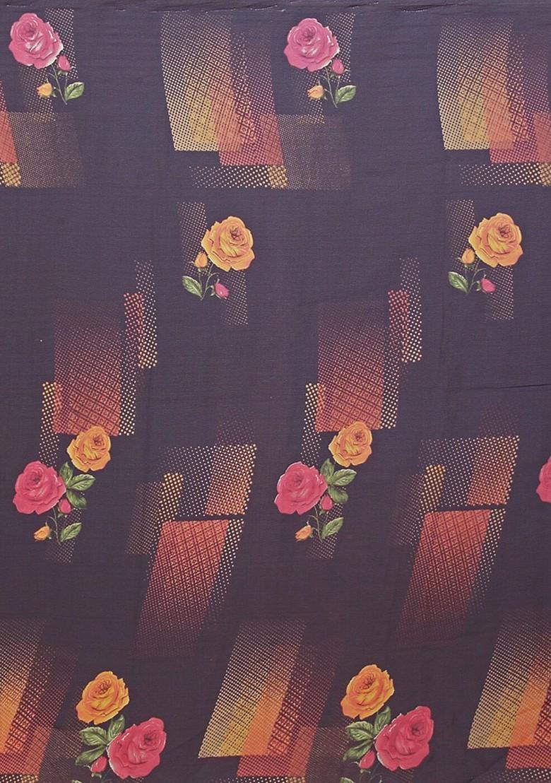 Brown Embroidered Georgette Saree Set (Set Of 2)