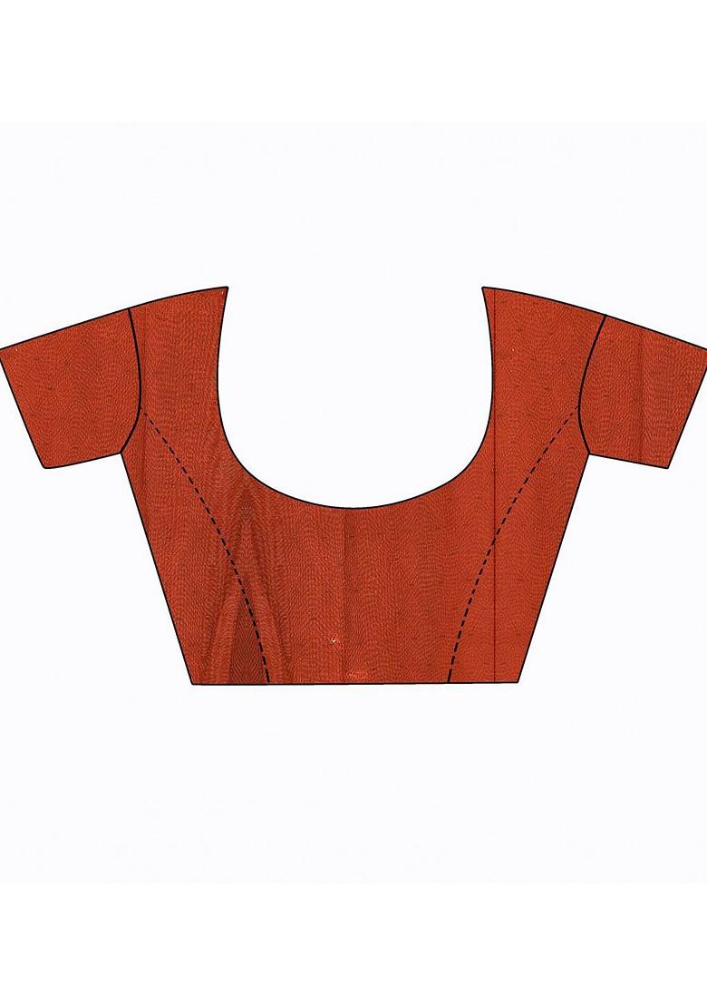 Brown Embroidered Georgette Saree Set (Set Of 2)