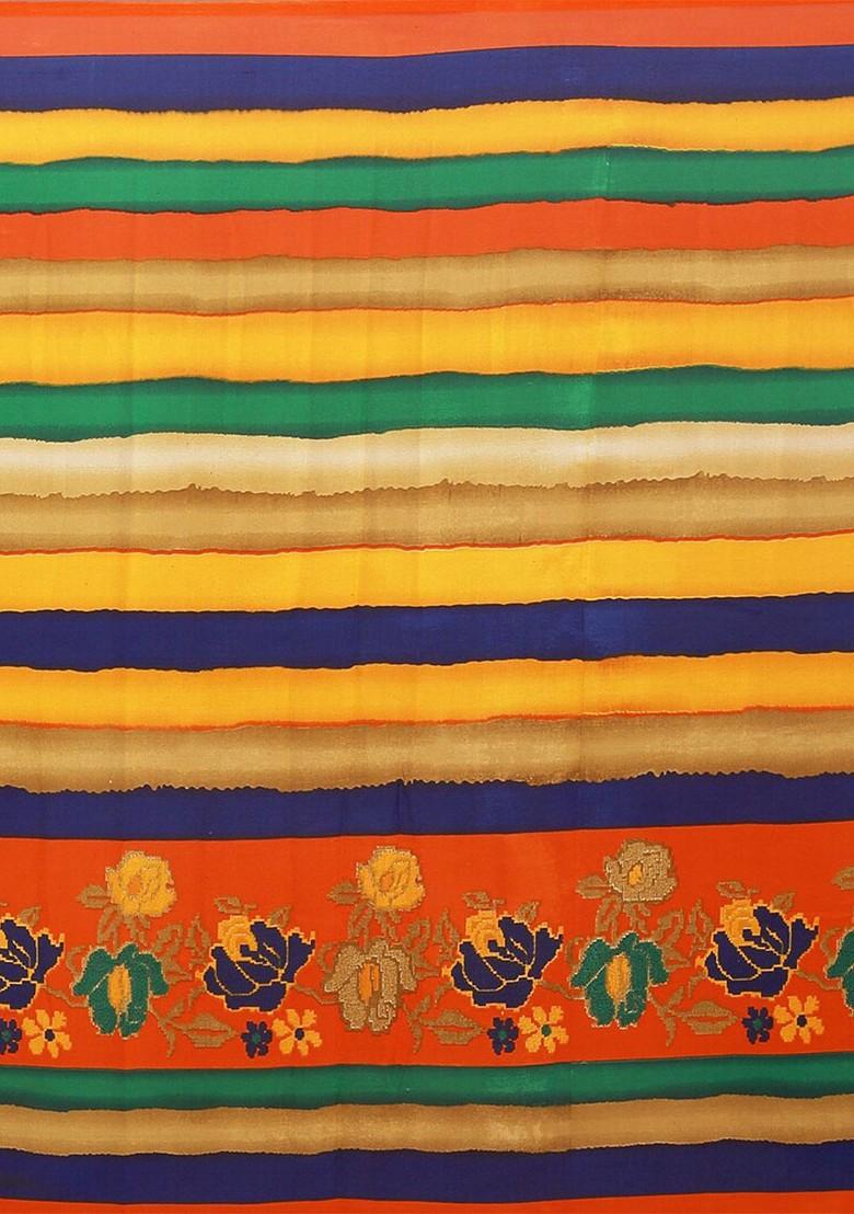 Green Floral Georgette Saree Set (Set Of 2)