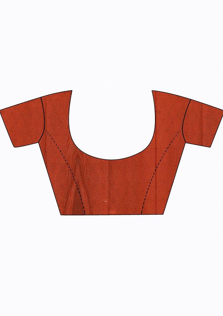 Brown Embroidered Georgette Saree Set (Set Of 2)