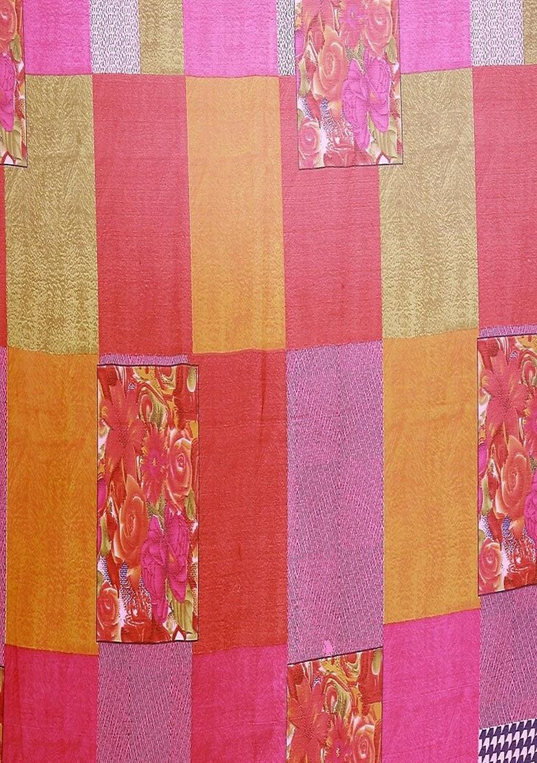 Red Embroidered Georgette Saree Set (Set Of 2)