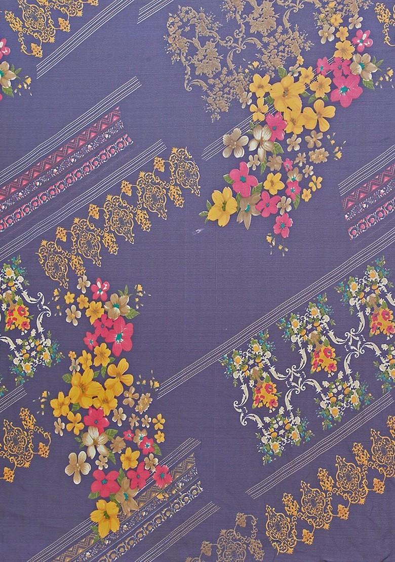 Blue Floral Georgette Saree Set (Set Of 2)