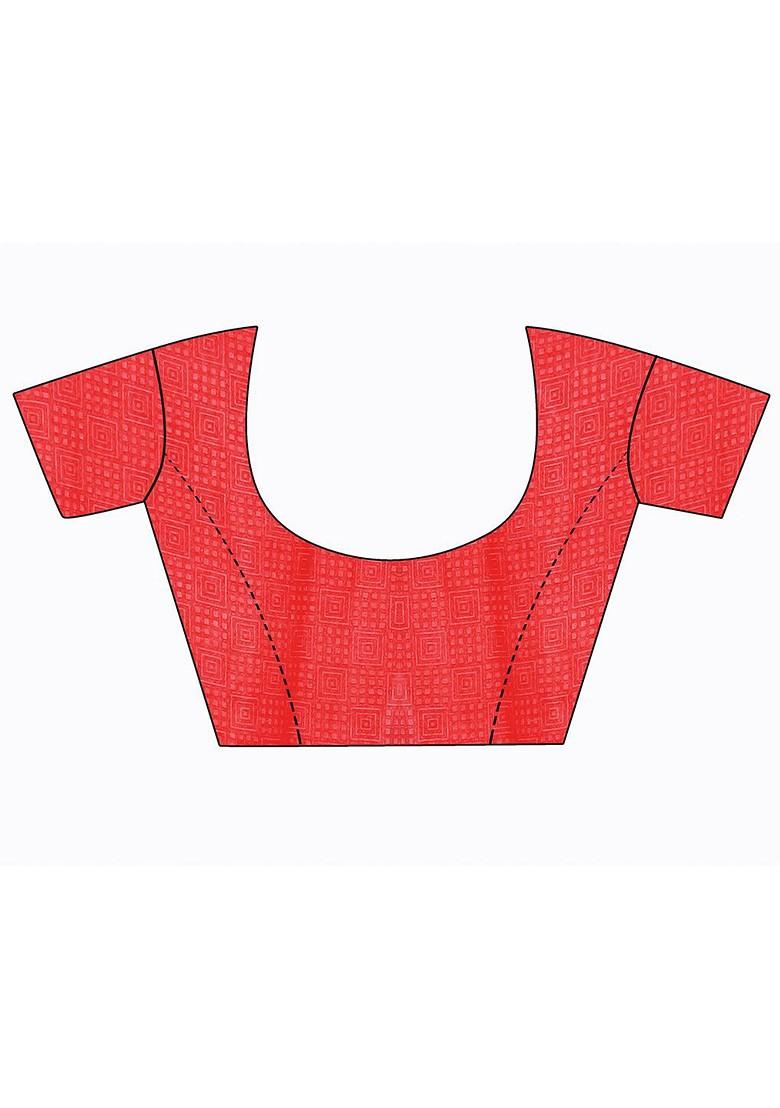 Red Embroidered Georgette Saree Set