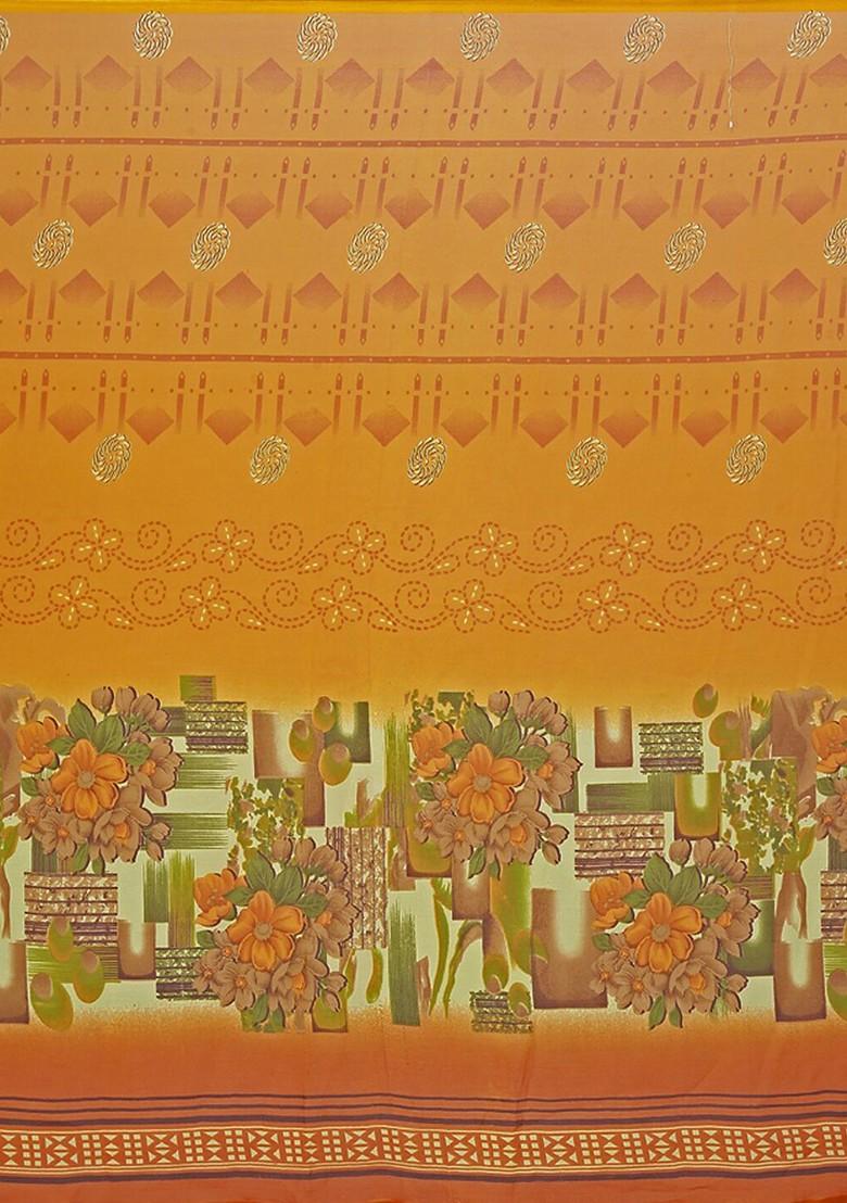 Yellow Embroidered Georgette Saree Set