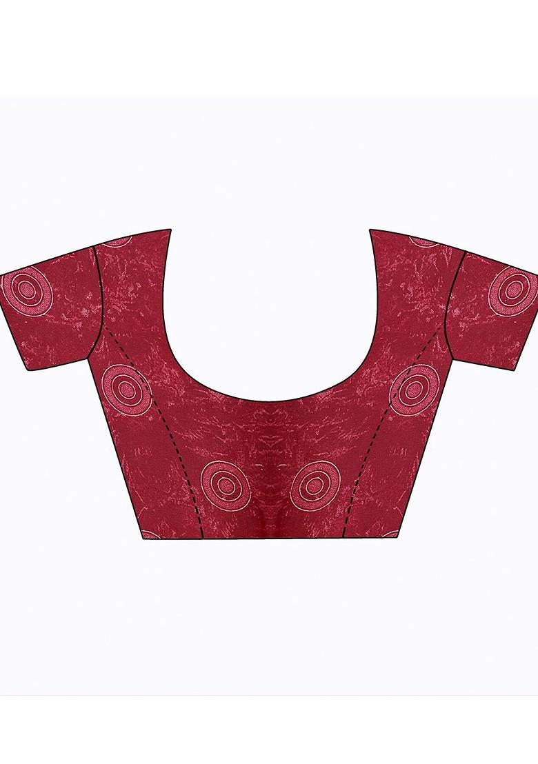 Red Floral Georgette Saree Set (Set Of 2)