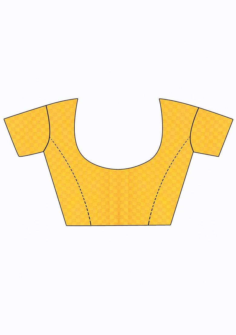 Yellow Embroidered Georgette Saree Set (Set Of 2)