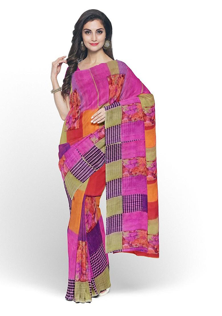Assorted Printed Poly Blend Saree Set