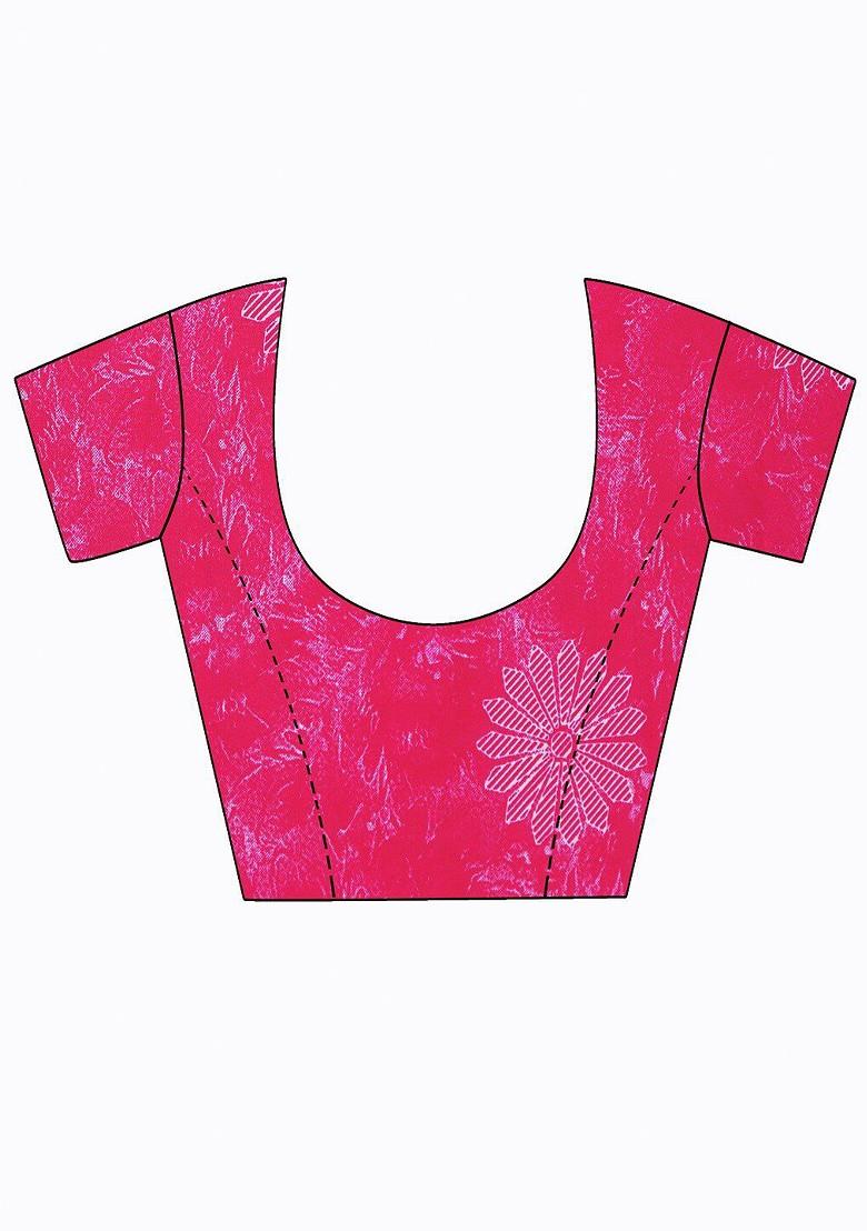 Magenta Printed Georgette Saree Set (Set Of 2)