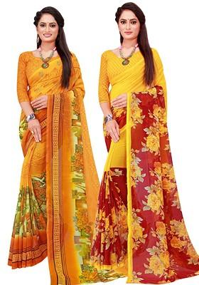 Maroon Embroidered Poly Blend Saree Set