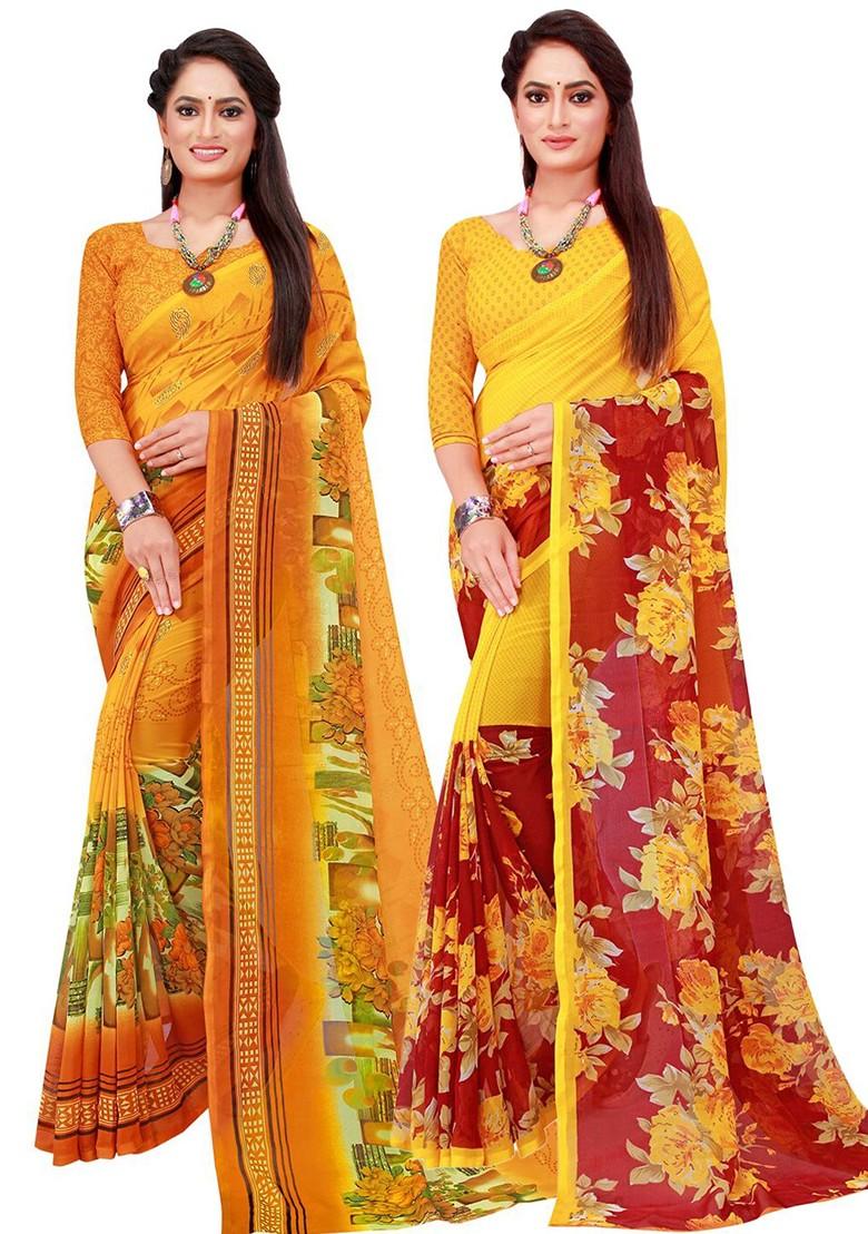 Maroon Embroidered Poly Blend Saree Set