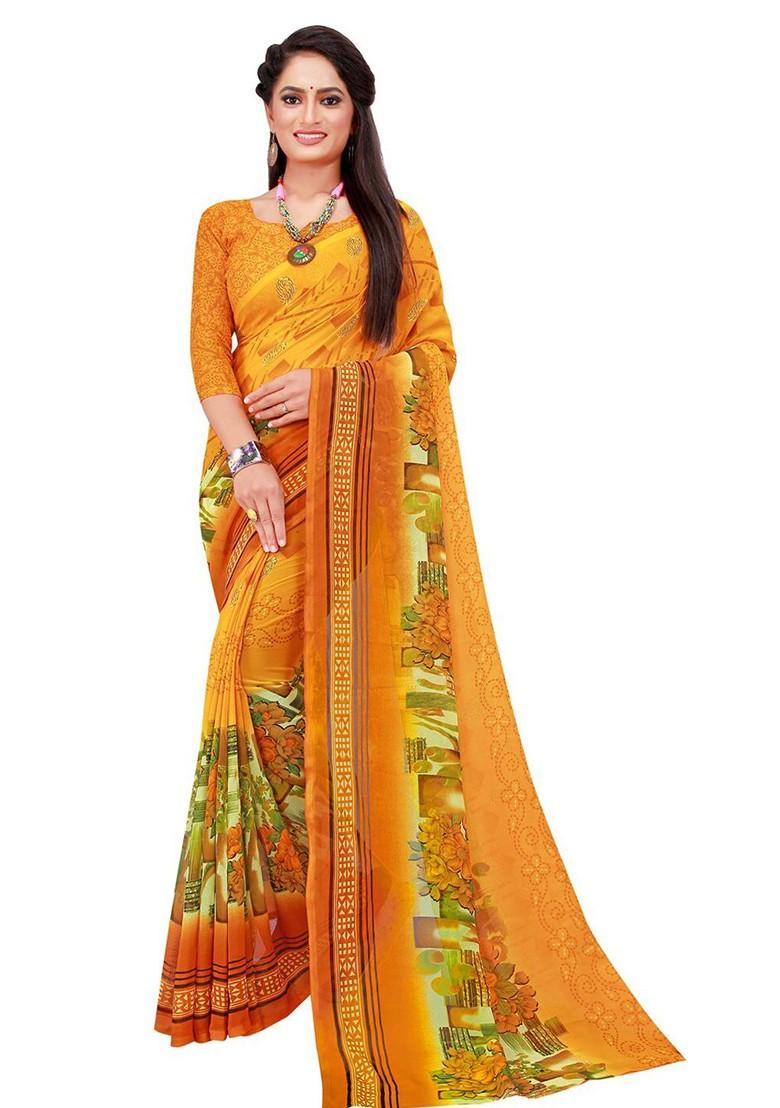 Maroon Embroidered Poly Blend Saree Set