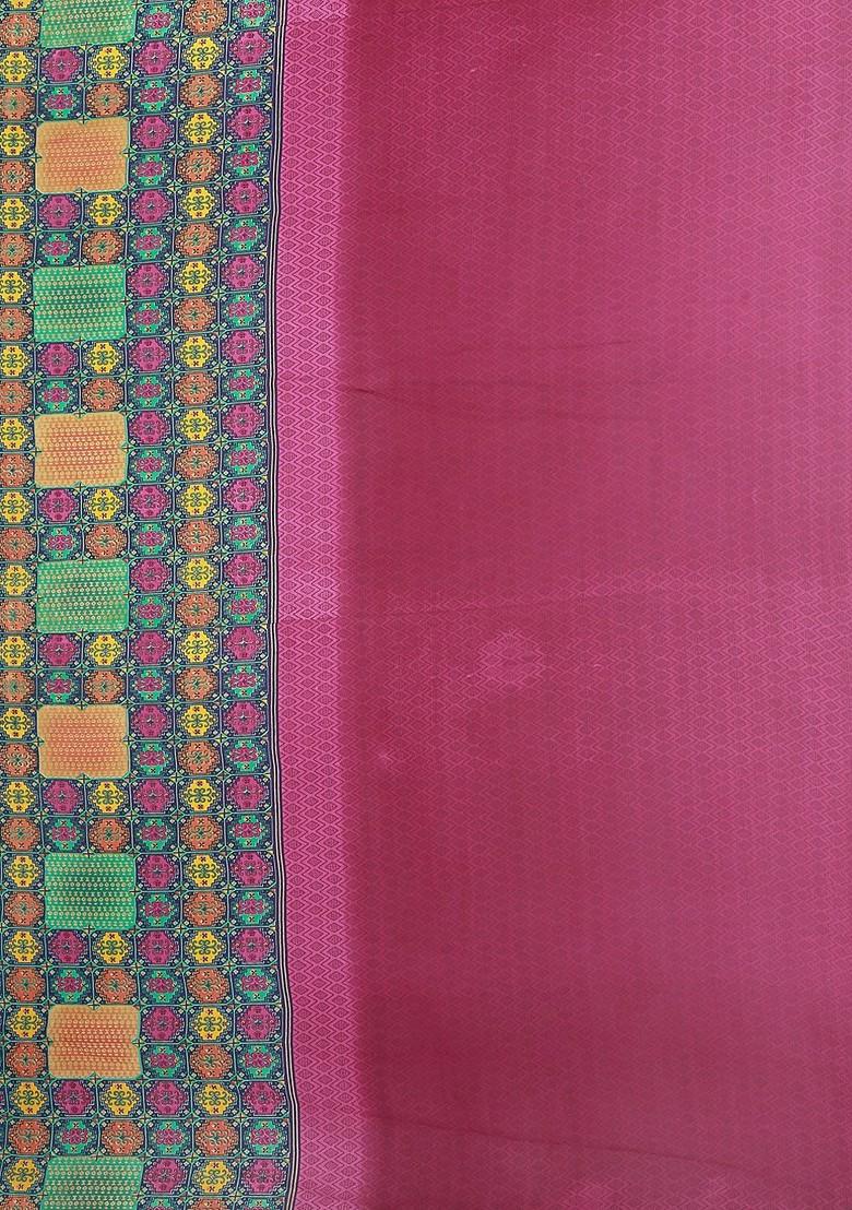 Green Floral Georgette Saree Set (Set Of 2)