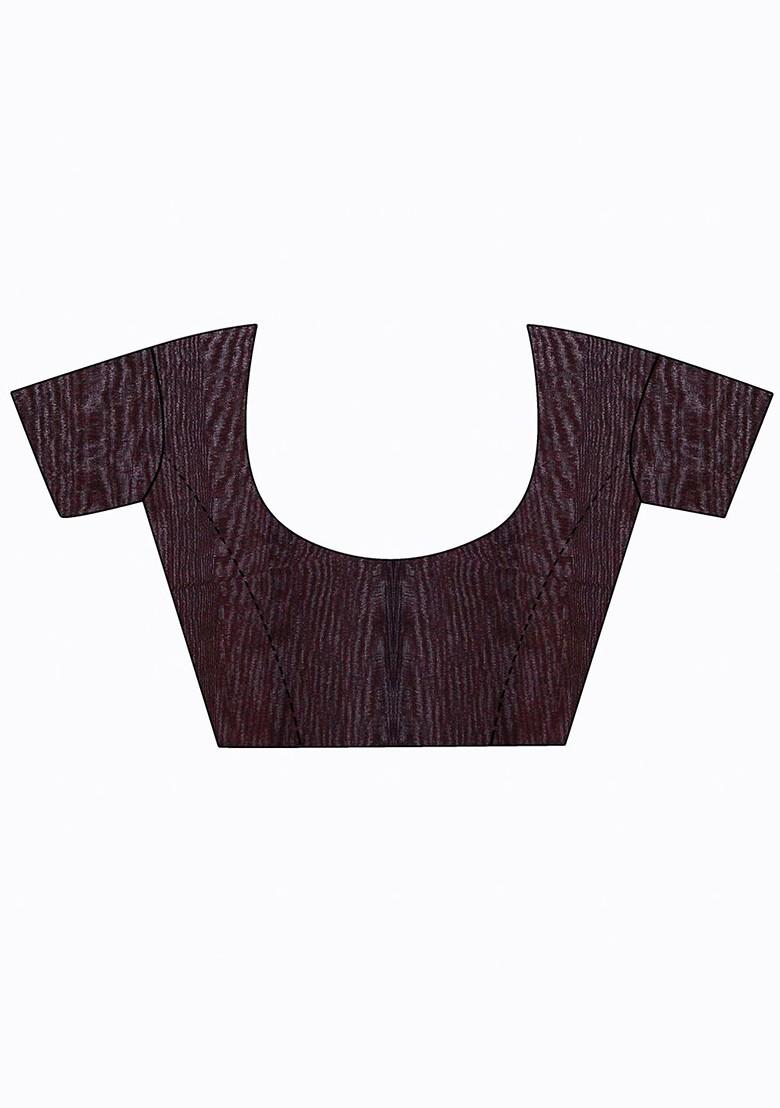 Brown Embroidered Georgette Saree Set (Set Of 2)