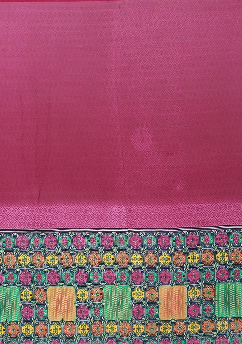 Maroon Embroidered Georgette Saree Set (Set Of 2)