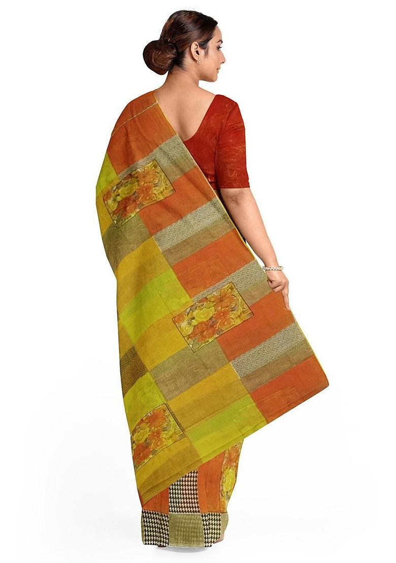 Yellow Embroidered Georgette Saree Set