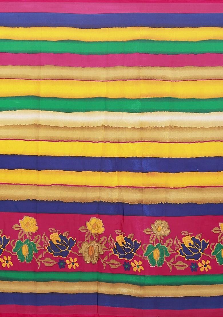 Multi Embroidered Georgette Saree Set (Set Of 2)