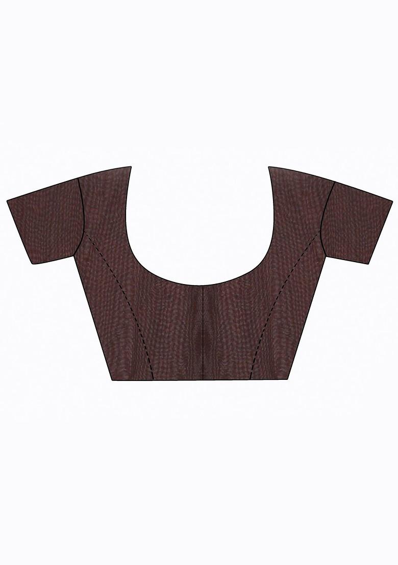 Brown Printed Georgette Saree Set