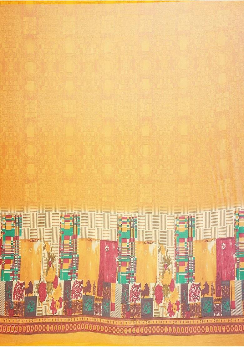 Navy Blue Floral Georgette Saree Set (Set Of 2)