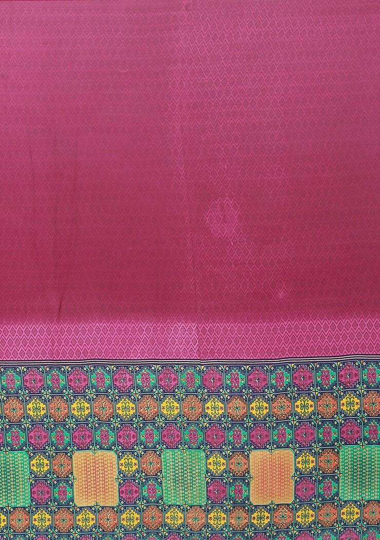 Orange Printed Georgette Saree Set (Set Of 2)