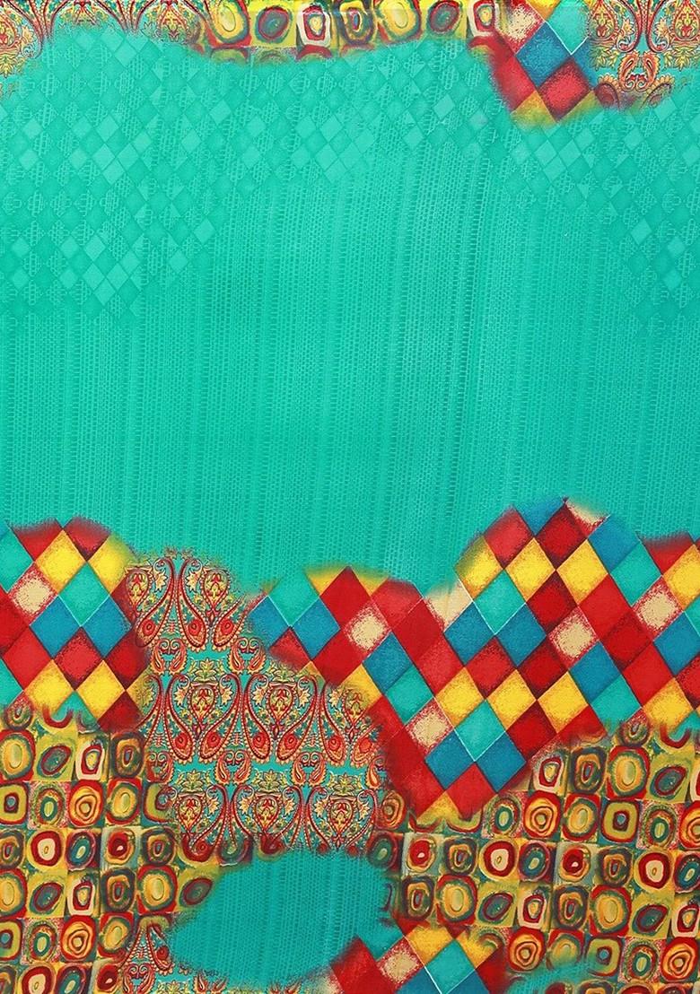 Green Embroidered Georgette Saree Set