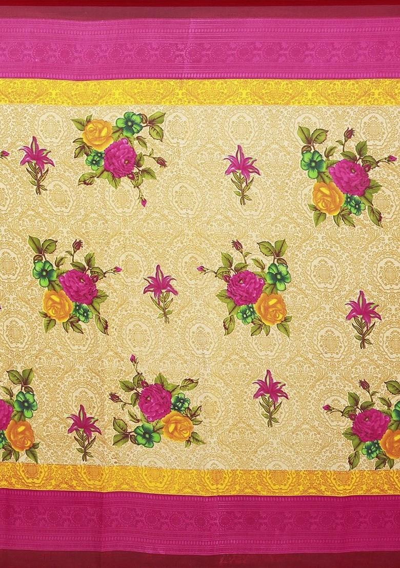 Magenta Printed Georgette Saree Set