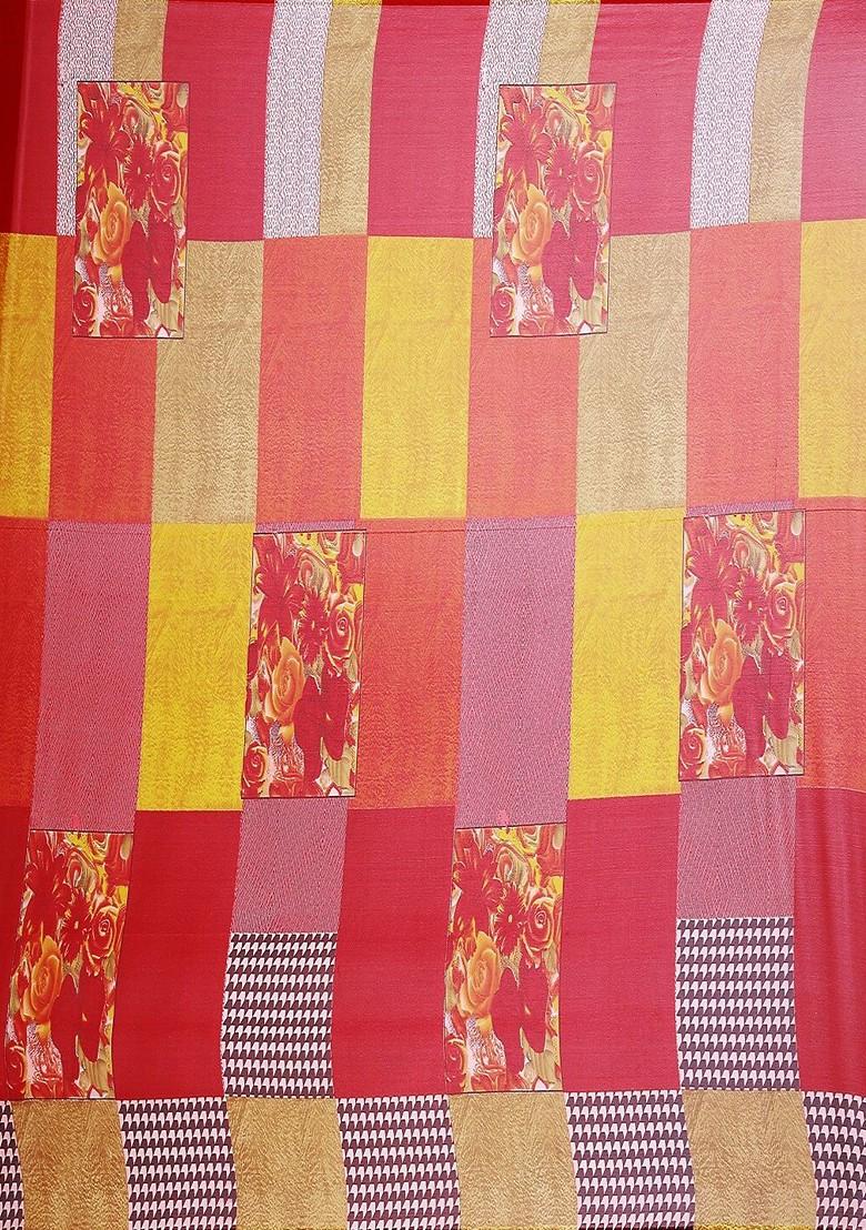 Red Floral Georgette Saree Set (Set Of 2)