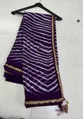 Violet Embroidered Georgette Saree Set