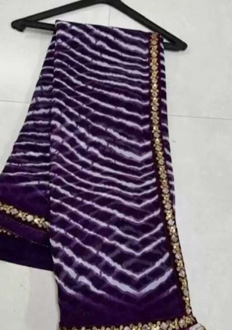 Violet Georgette Saree Set with Embroidered for Diwali | Wedding & Festive Wear - Indya
