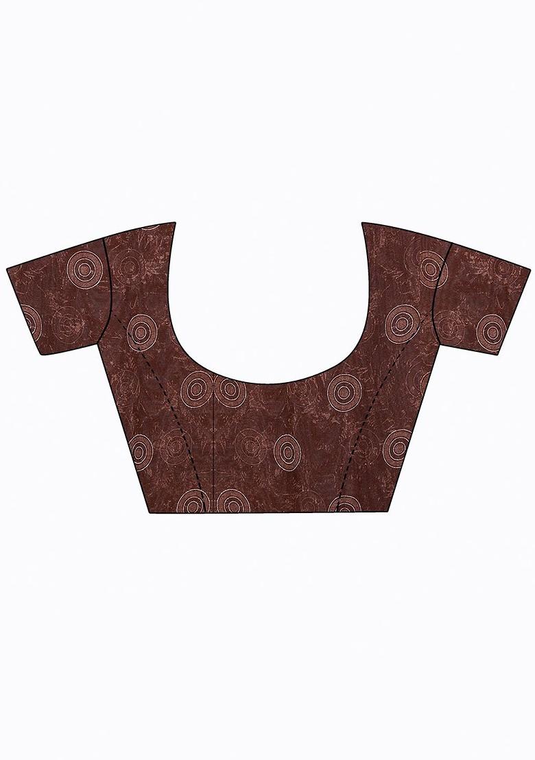 Beige Floral Georgette Saree Set (Set Of 2)