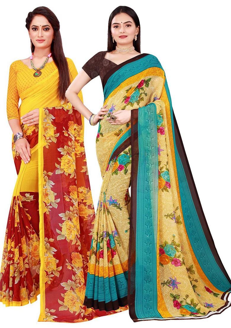 Maroon Embroidered Poly Blend Saree Set