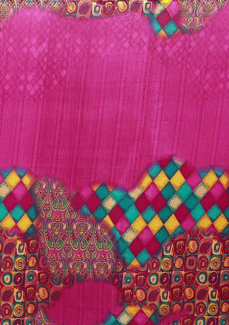 Magenta Floral Georgette Saree Set (Set Of 2)