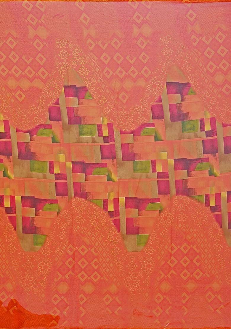 Navy Blue Floral Georgette Saree Set (Set Of 2)