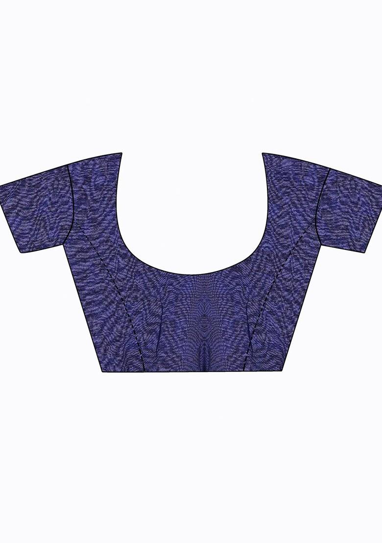 Navy Blue Floral Georgette Saree Set (Set Of 2)