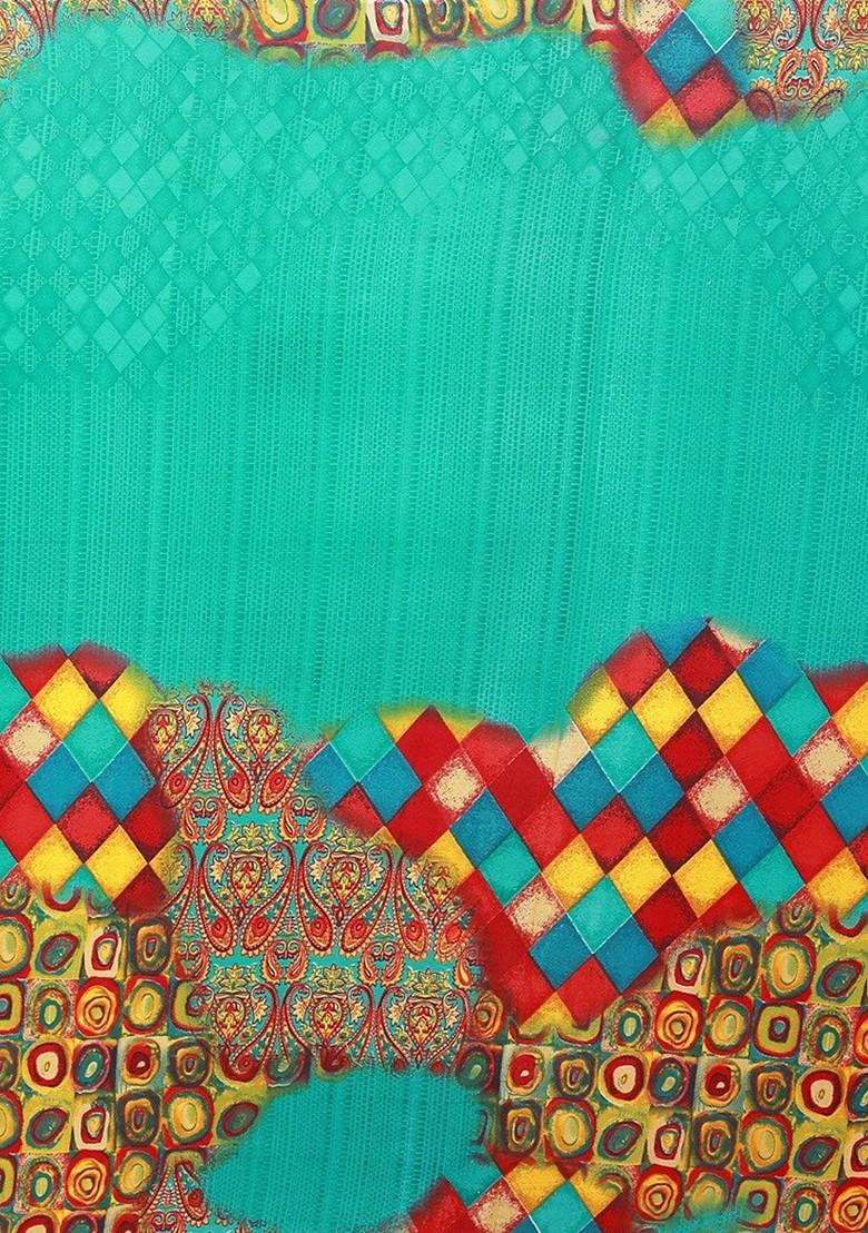 Magenta Printed Georgette Saree Set (Set Of 2)