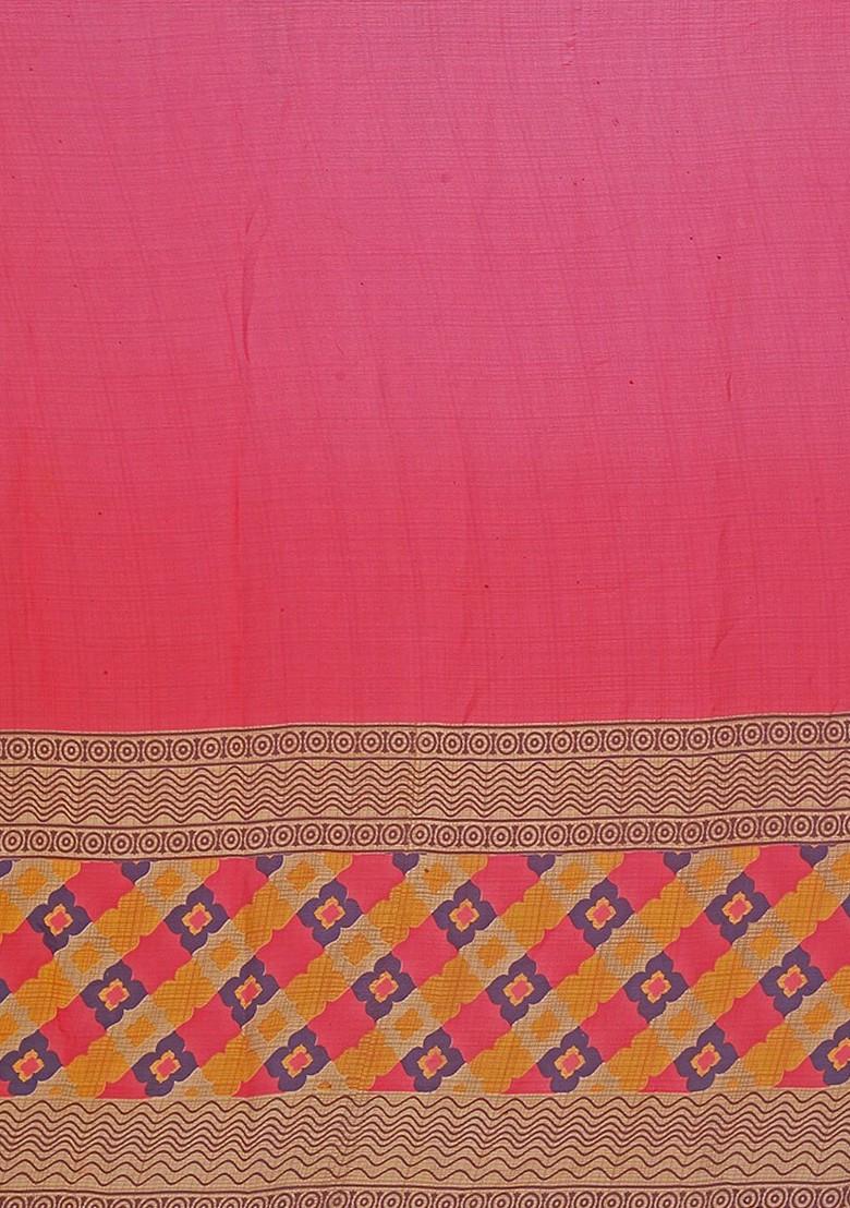 Red Printed Georgette Saree Set (Set Of 2)