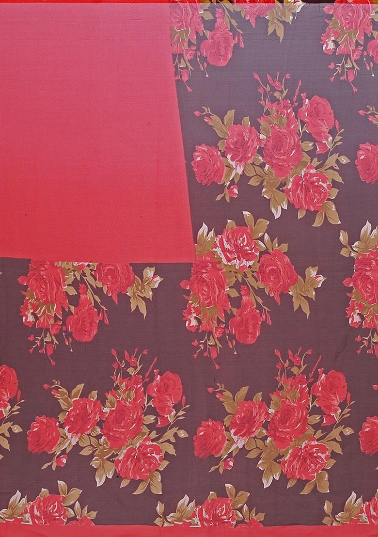 Yellow Printed Georgette Saree Set