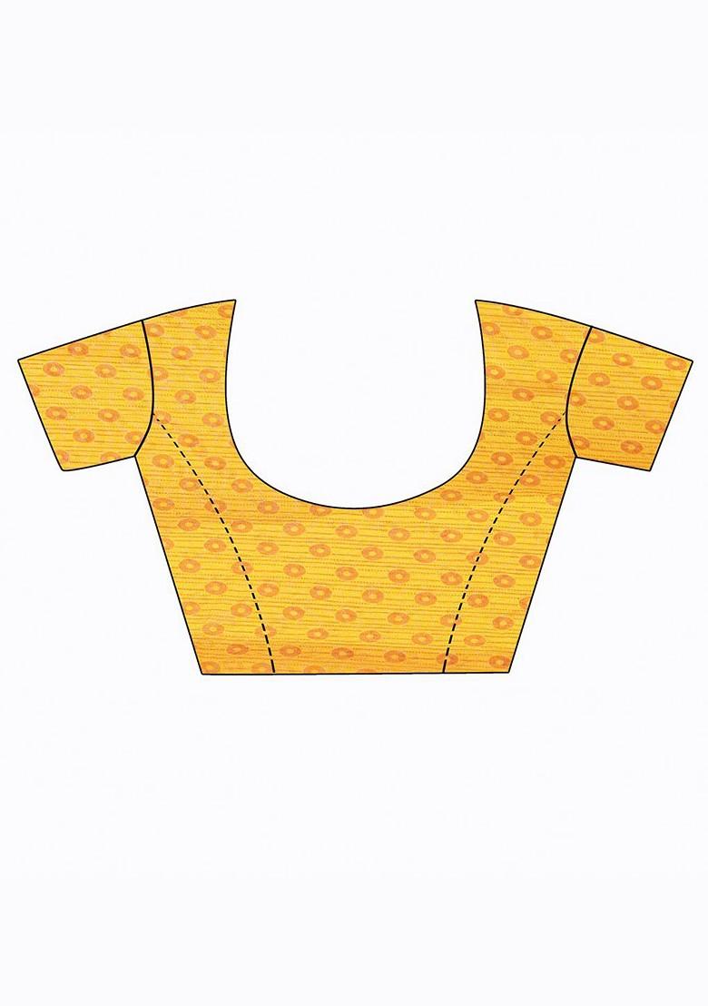 Yellow Printed Georgette Saree Set (Set Of 2)