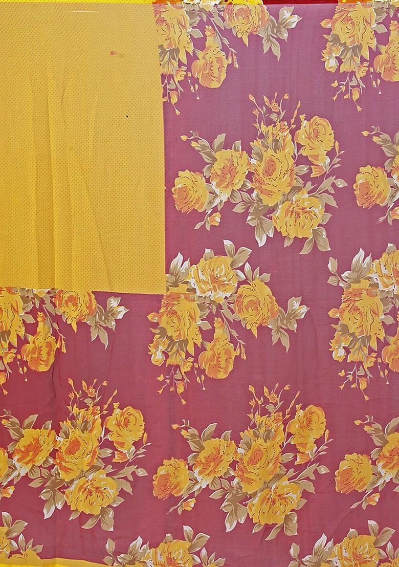 Blue Printed Georgette Saree Set