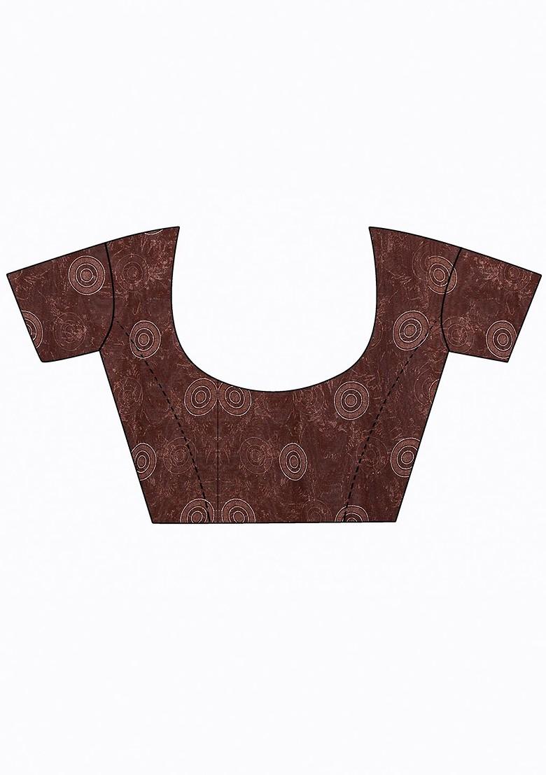 Beige Floral Georgette Saree Set (Set Of 2)