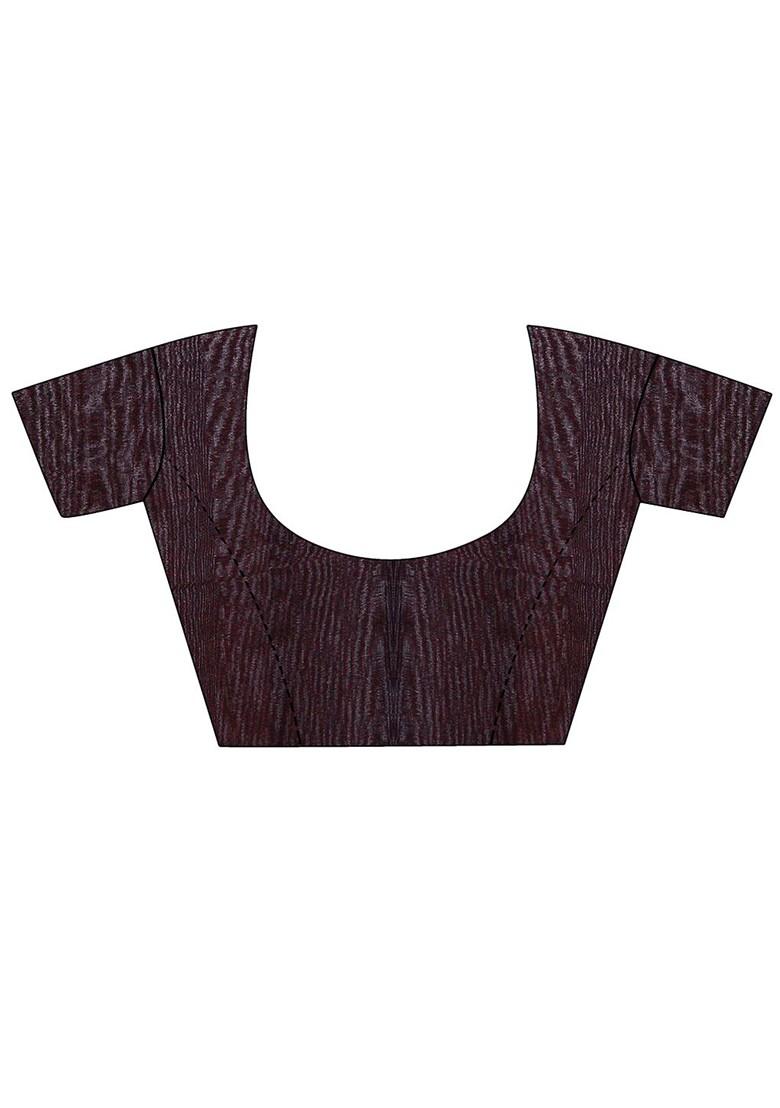 Brown Floral Georgette Saree Set (Set Of 2)