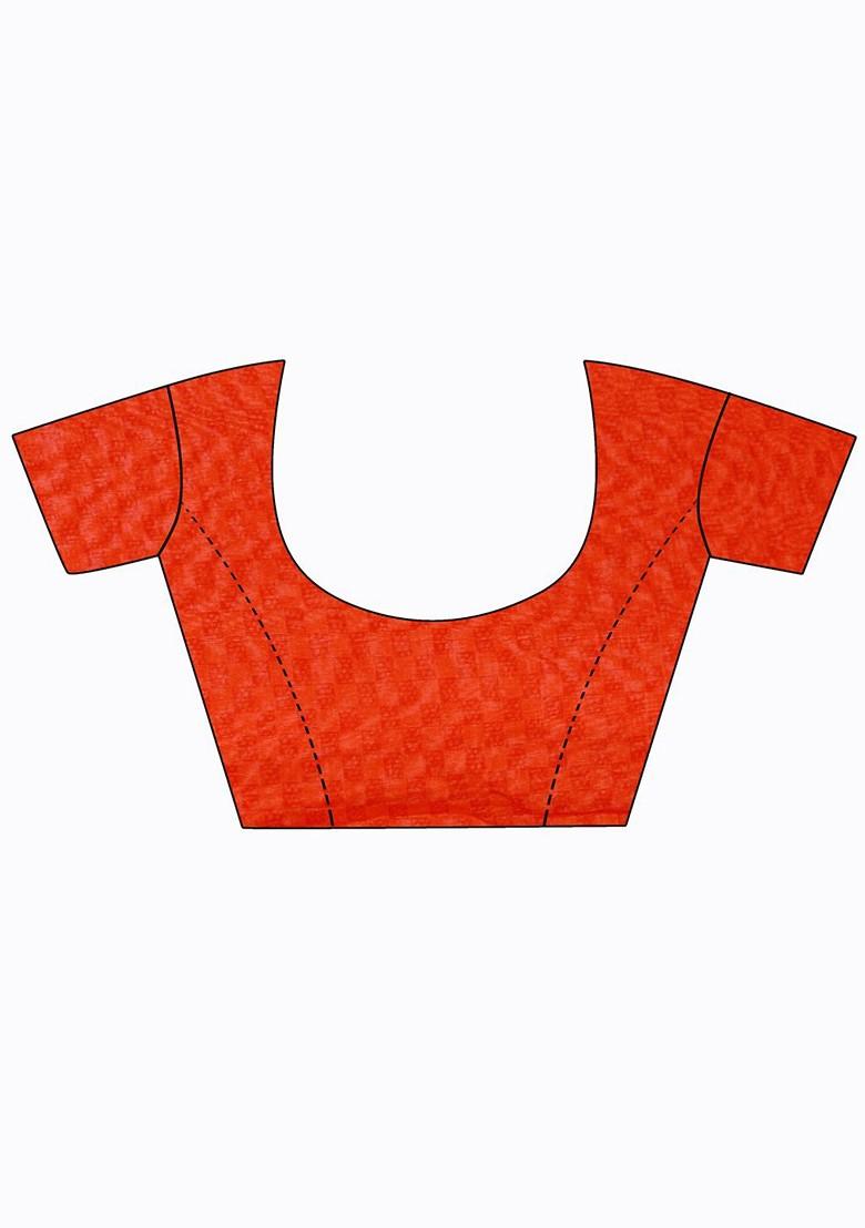 Red Printed Georgette Saree Set