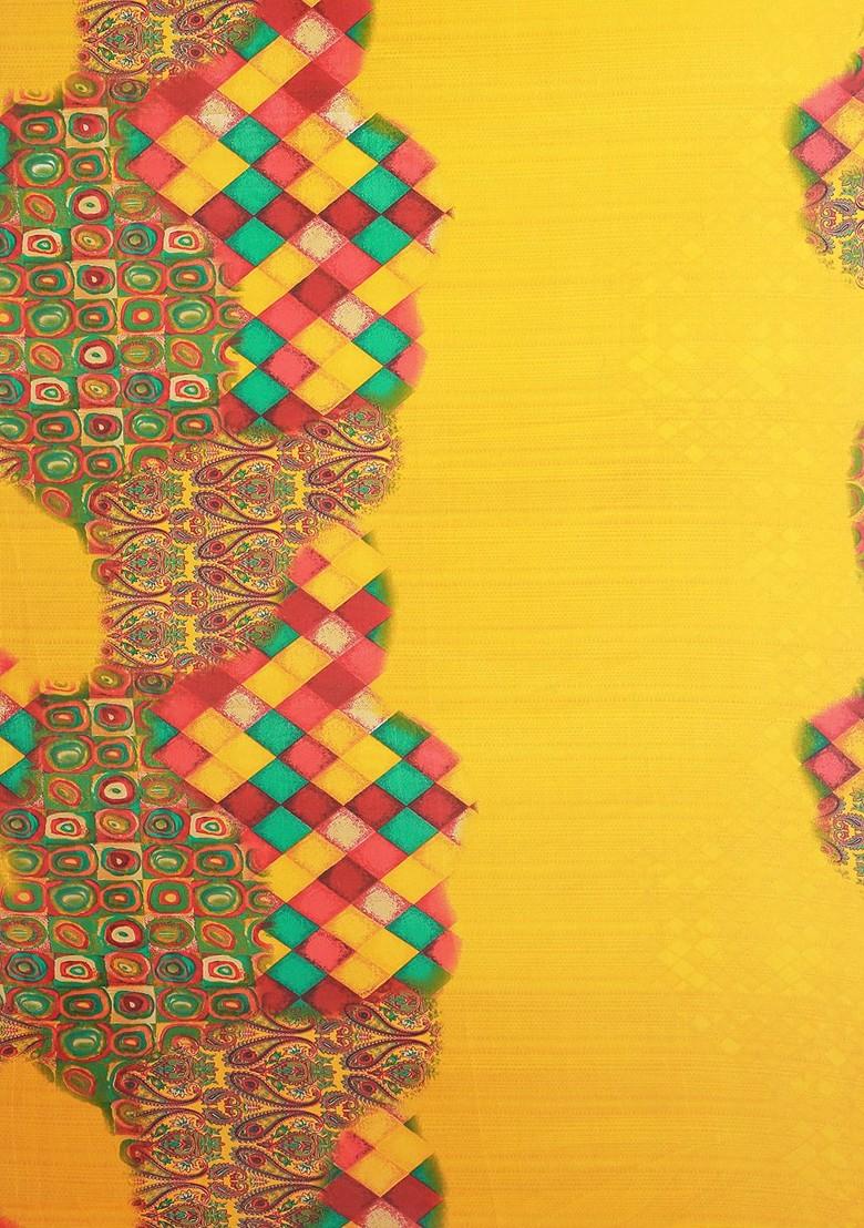 Green Printed Georgette Saree Set (Set Of 2)