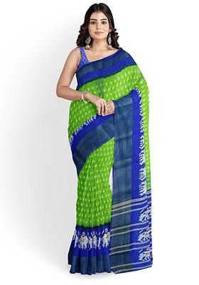 Green Embroidered Silk Saree Set