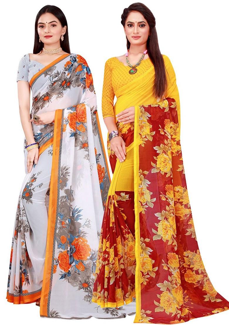 Maroon Embroidered Poly Blend Saree Set