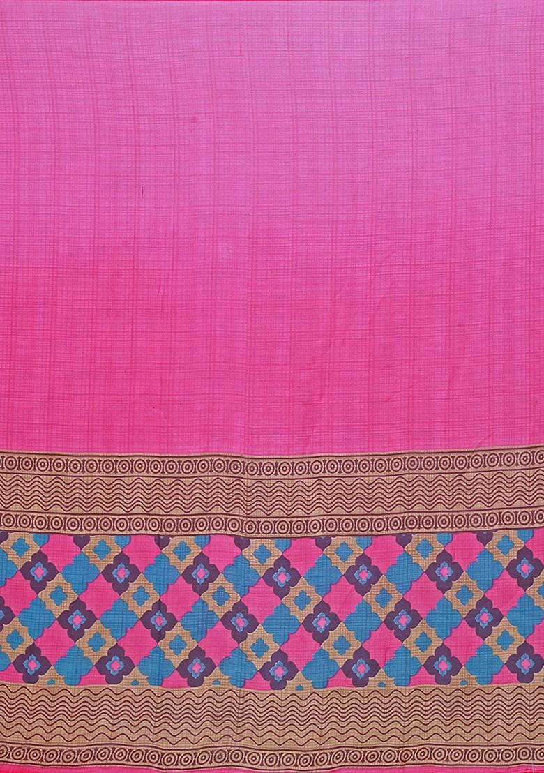 Magenta Floral Georgette Saree Set (Set Of 2)