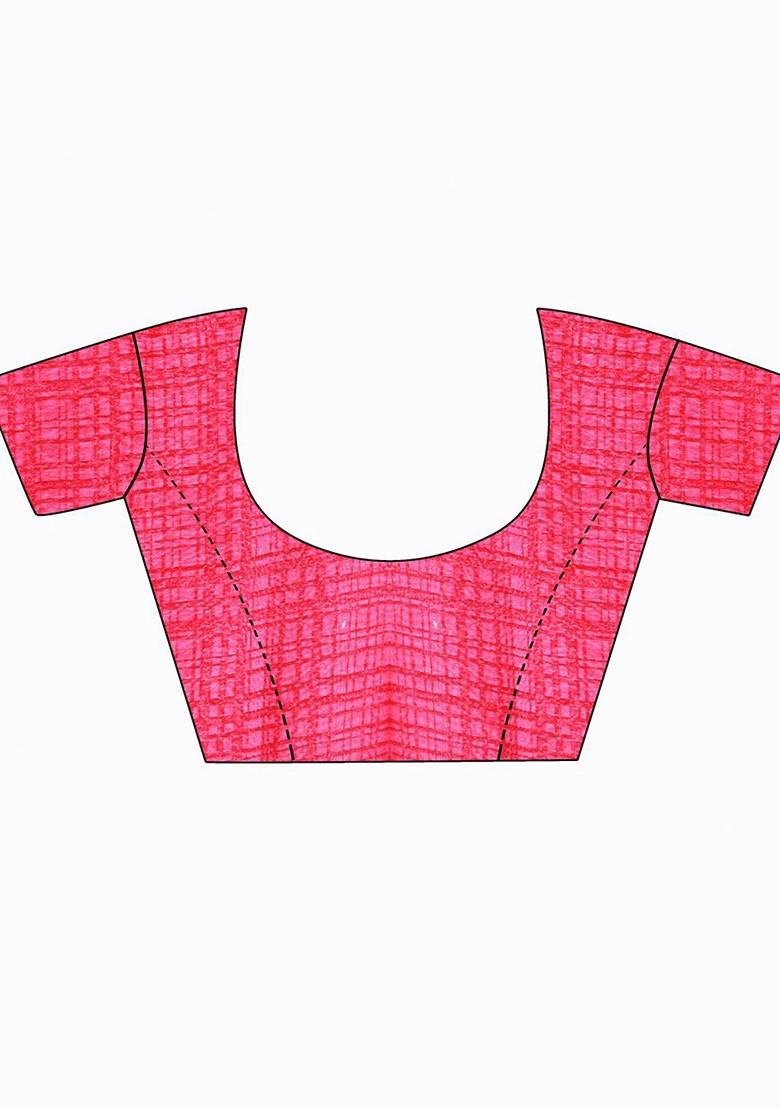 Magenta Floral Georgette Saree Set (Set Of 2)