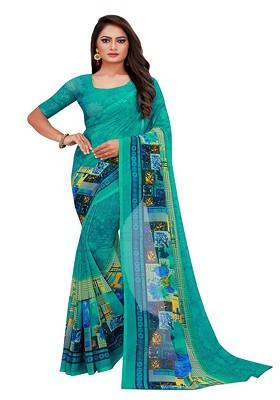 Green Embroidered Georgette Saree Set