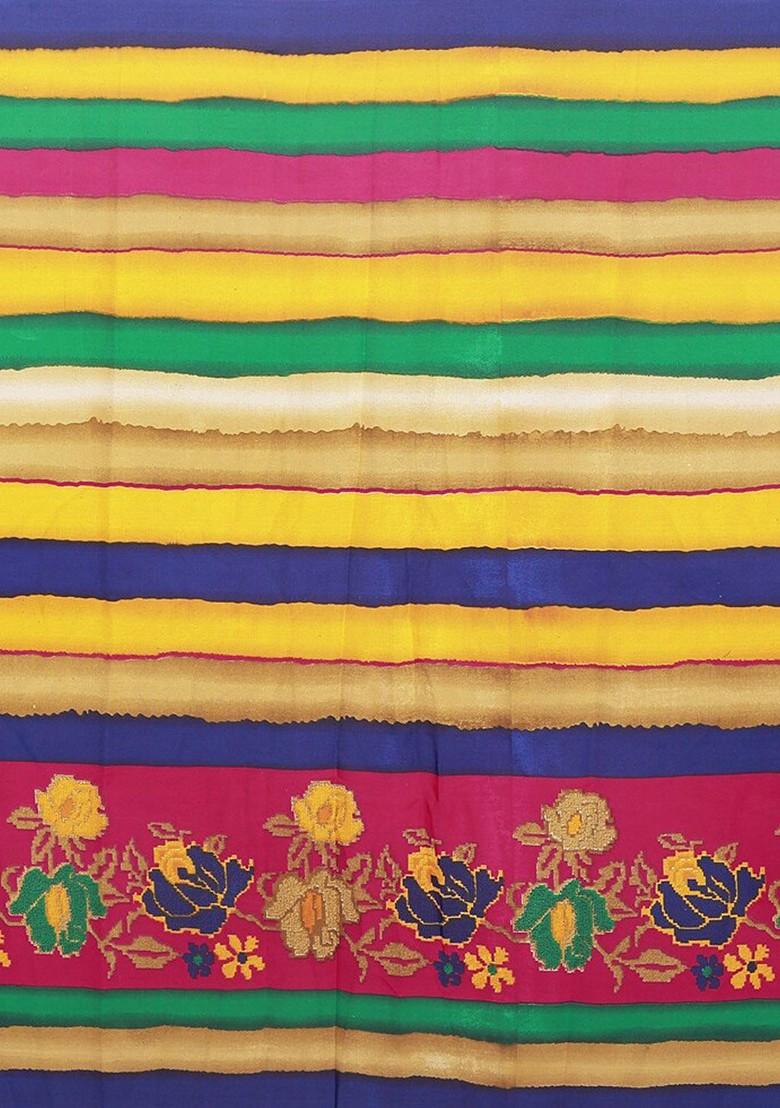 Yellow Embroidered Georgette Saree Set (Set Of 2)