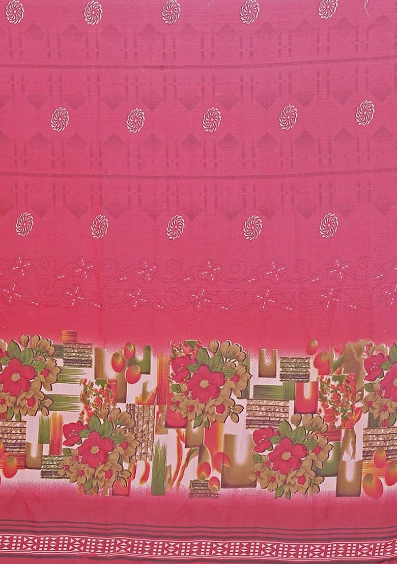 Beige Printed Georgette Saree Set (Set Of 2)